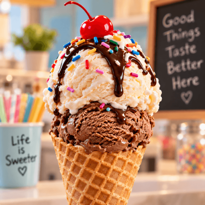 Colorful ice cream cone