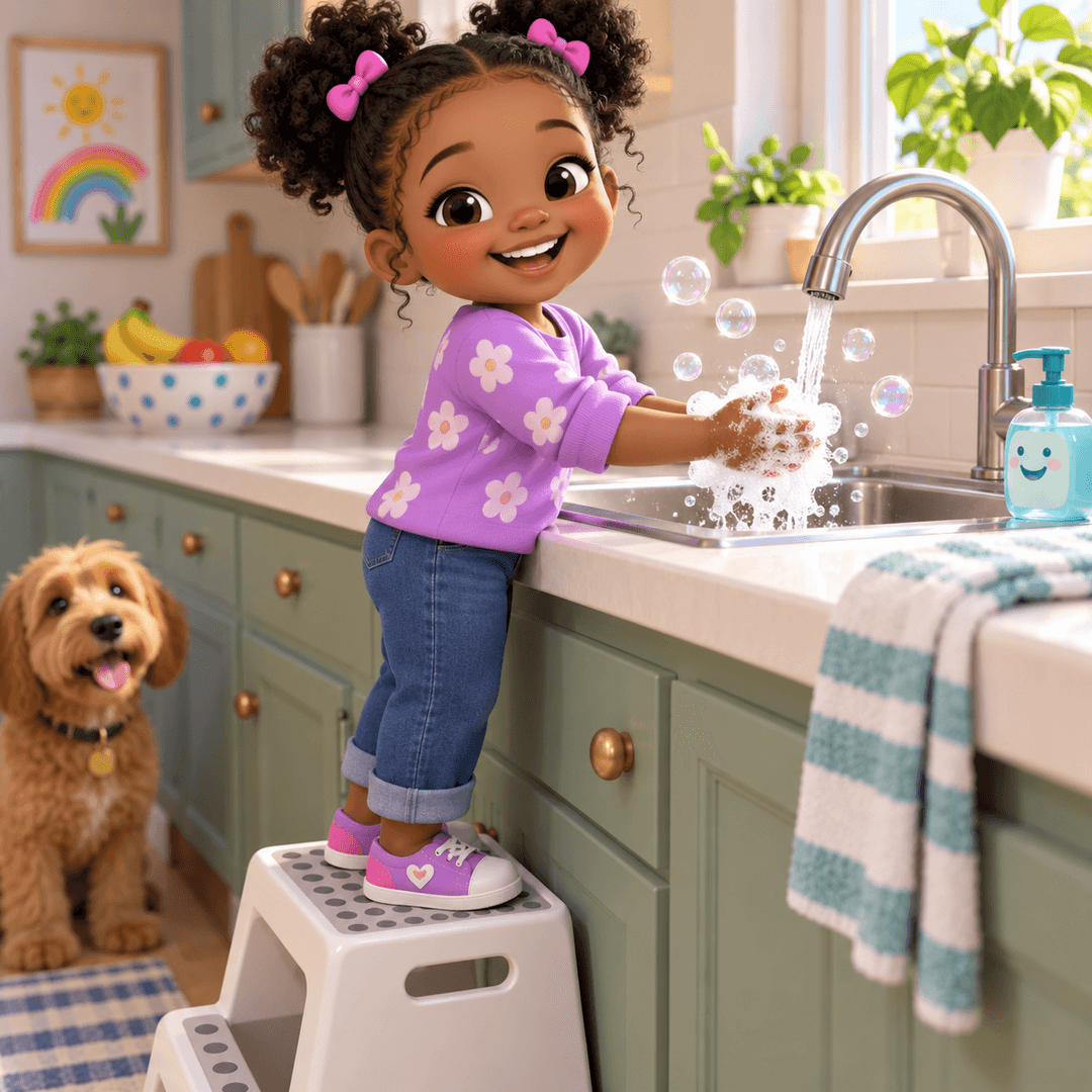 Child washing hands